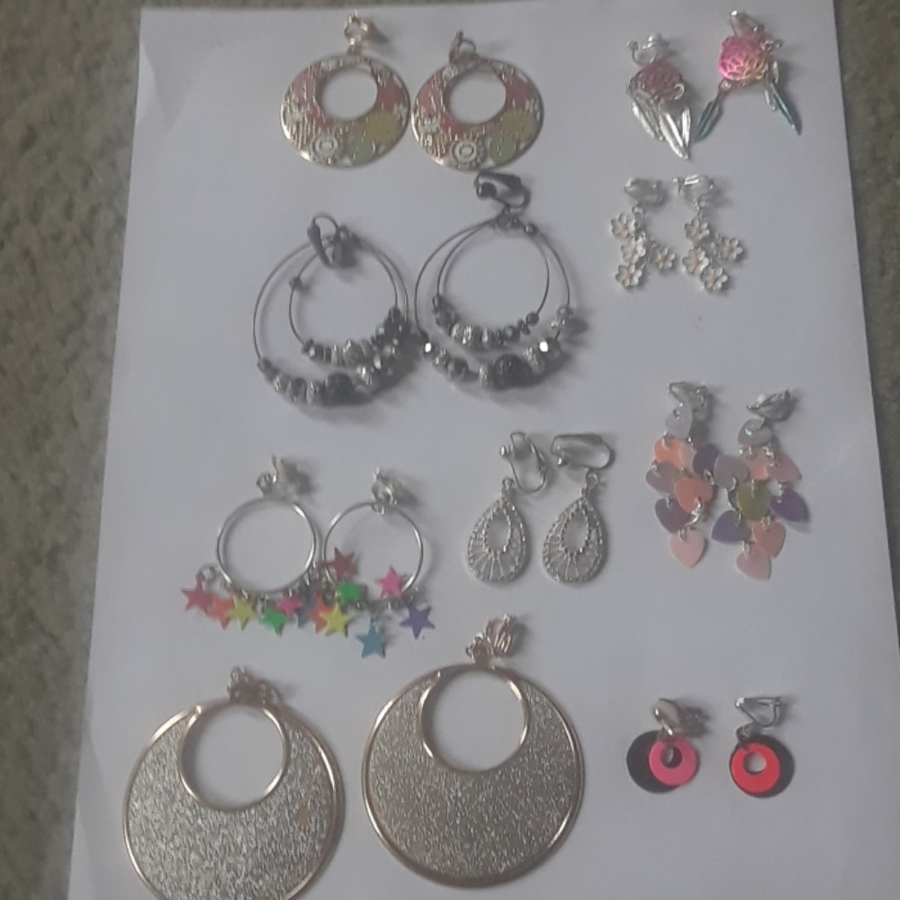 Lot of 9 claire's clip on earrings